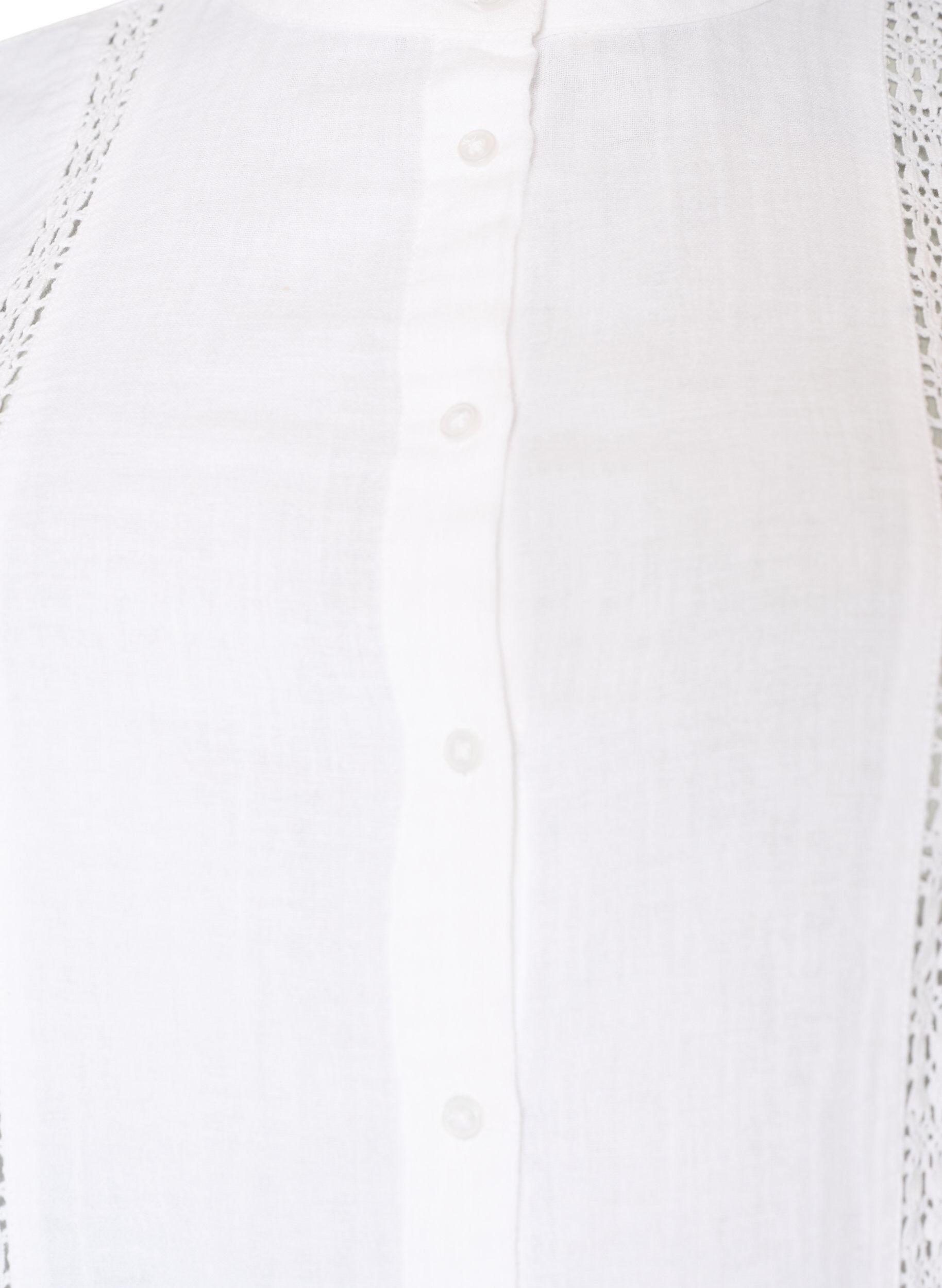 ZizziKortermet bluse i bomullsmusselin med heklet kant, Hvit, Packshot image number 2
