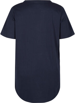 T-skjorte i bomull med V-hals og knapper, Night Sky, Packshot image number 1