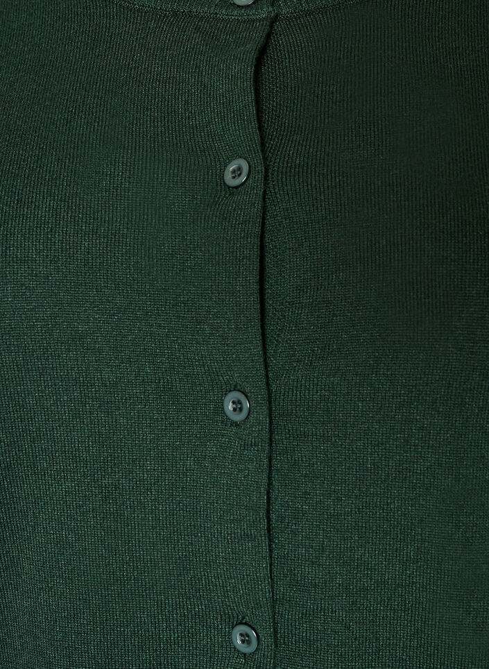 Finstrikket cardigan med rund hals, Gr&oslash;nn, Packshot image number 2