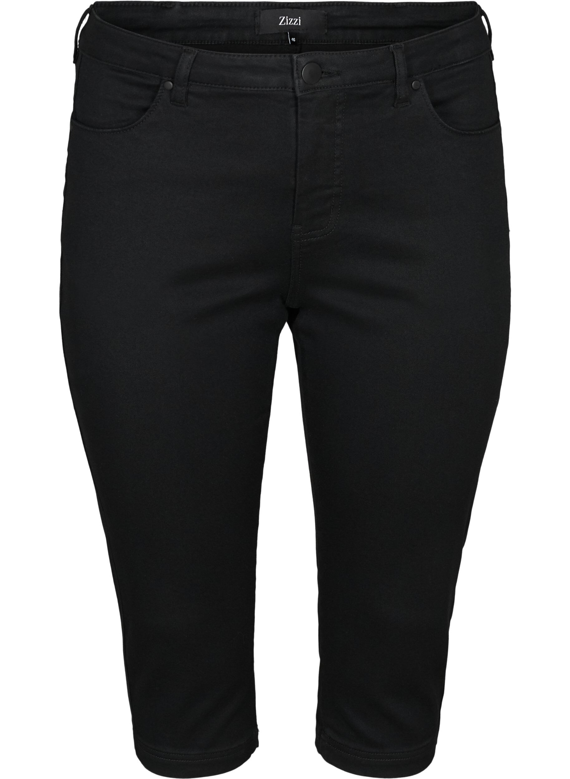 Zizzi Slim fit Emily caprijeans, Svart, Packshot image number 0