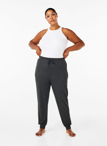 Zizzi Jerseybukse med høy midje, Dark Grey Melange, Model image number 0