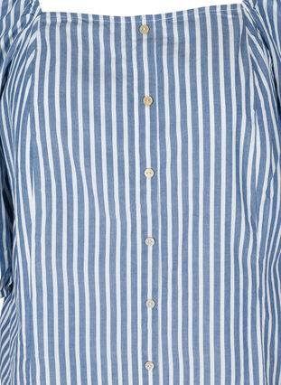 Stripete bomullsbluse med 3/4-ermer, Bijou Blue Stripe, Packshot image number 2