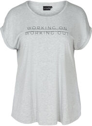 Kortermet T-skjorte med trykk til trening, Light Grey Melange