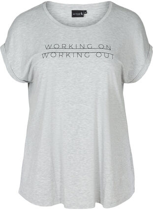 Kortermet T-skjorte med trykk til trening, Light Grey Melange, Packshot image number 0