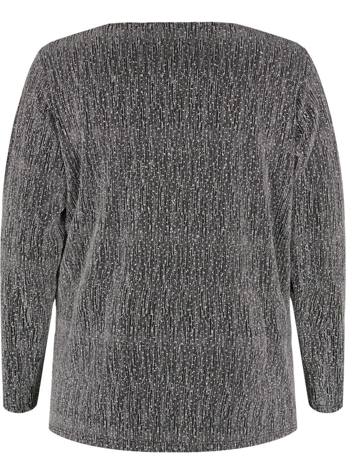 Omslagslook glitter festtopp, Svart, Packshot image number 1