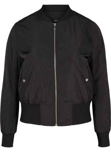 Bomberjakke med lommer, Black, Packshot image number 0