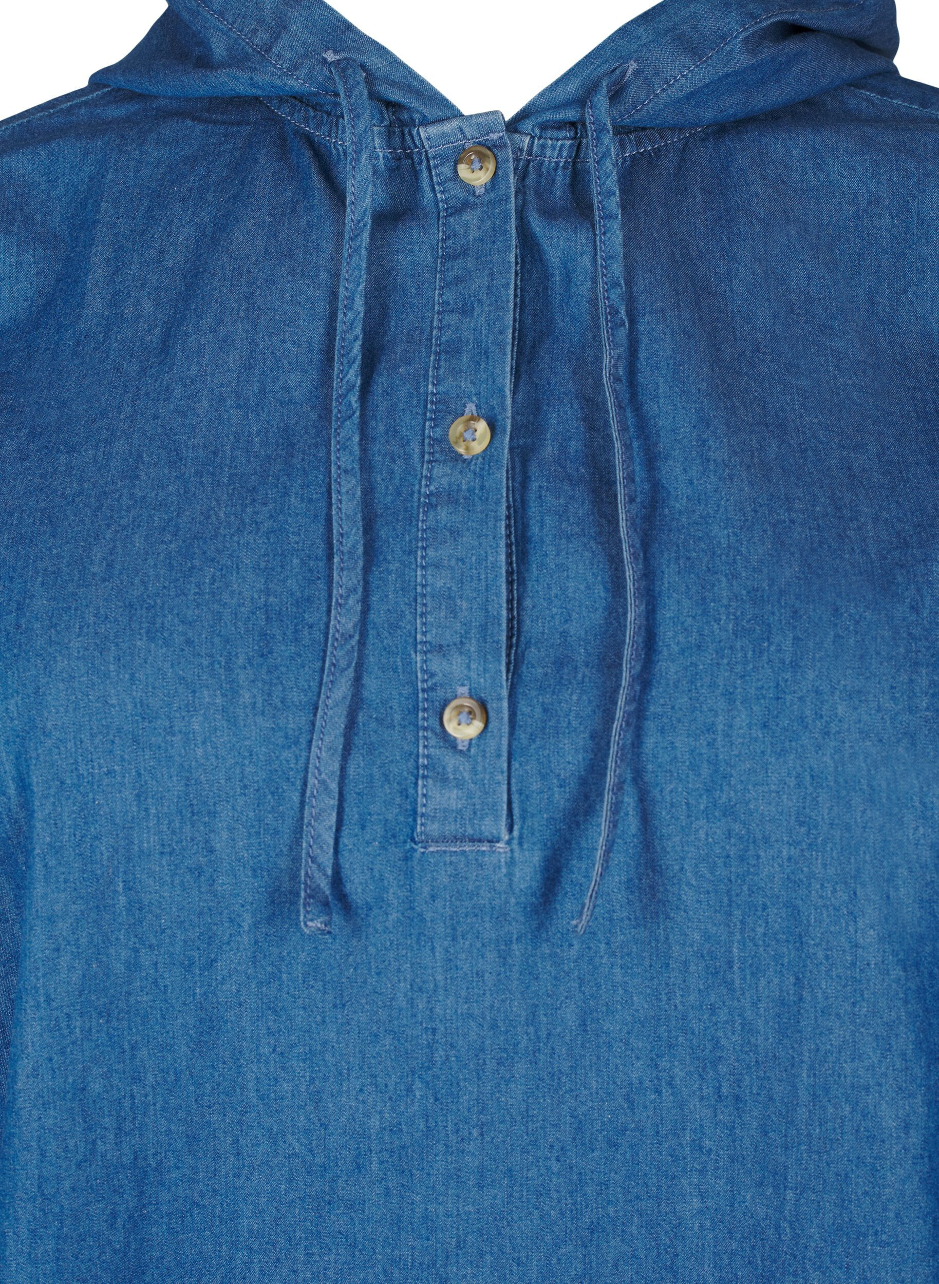 Zizzi Denimbluse med hette, Medium Blue Denim, Packshot image number 2