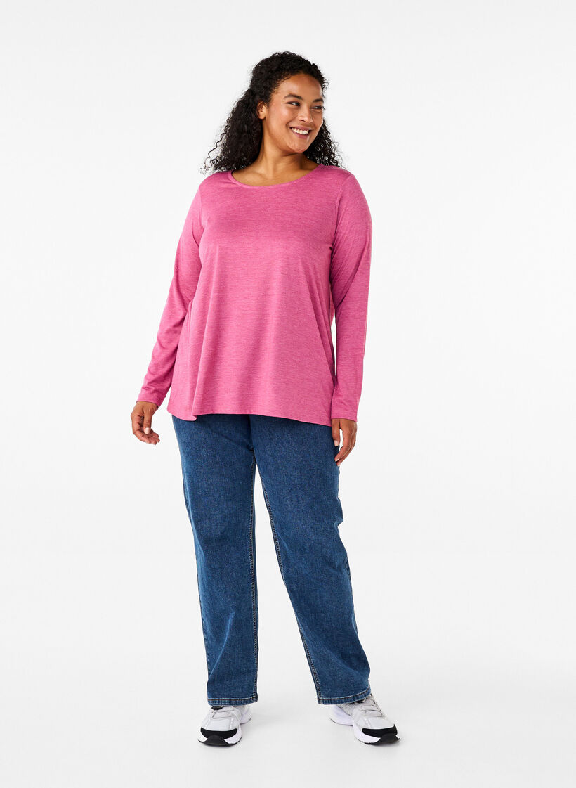 Langermet T-skjorte med rund hals, Malaga Mel., Model image number 2