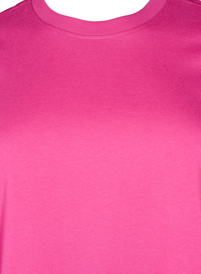 Basic T-skjorte i bomull med rund hals, Rosa, Packshot image number 2
