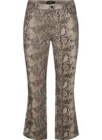 Høymidjede Gemma-jeans med slangeprint, Brun Høymidjede Gemma-jeans med slangeprint