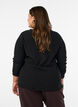 Strukturert bluse med b&oslash;lgede kanter, Svart, Model image number 2