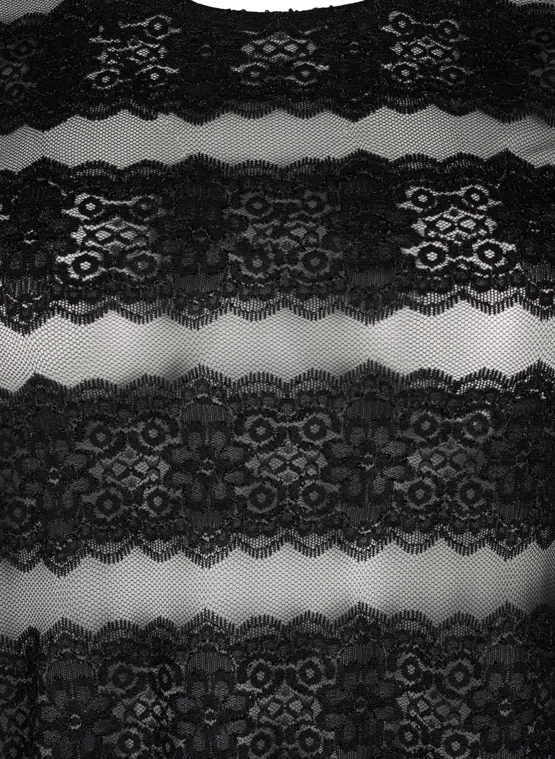 Zizzi Midi-kjole med blonder og gjennomsiktig mesh, Black, Packshot image number 2