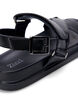 Sandal i skinn med bred passform og justerbare remmer, Svart, Packshot image number 4