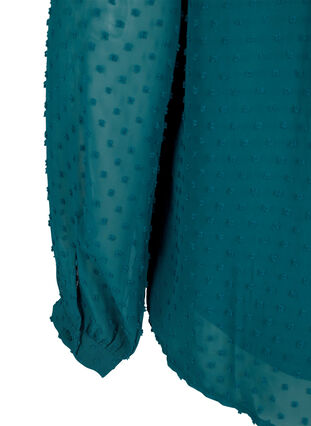 Skjortebluse med volanger og prikkete tekstur, Shaded Spruce, Packshot image number 2
