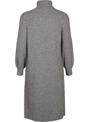 Zizzi Lang strikket kjole med høy hals, Medium Grey Mel., Packshot image number 1