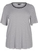 Stripete T-skjorte i lyocell med rund hals, Svart, Packshot image number 0