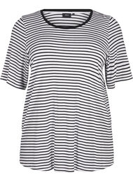 Stripete T-skjorte i lyocell med rund hals, B White Black St