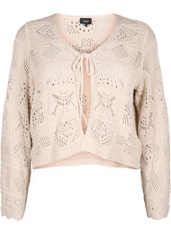 Strikket cardigan med løpesnor, Pumice Stone