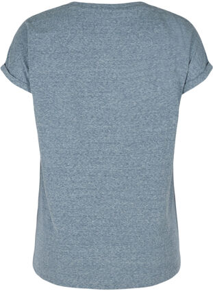Melert T-skjorte i bomull , Mood Indigo Mélange, Packshot image number 1