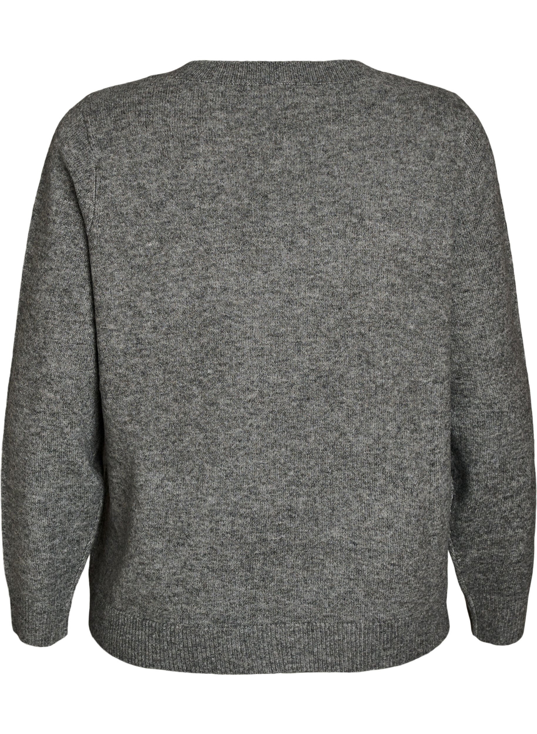 ZizziStrikkebluse med glittersl&oslash;yfe, Gr&aring;, Packshot image number 1