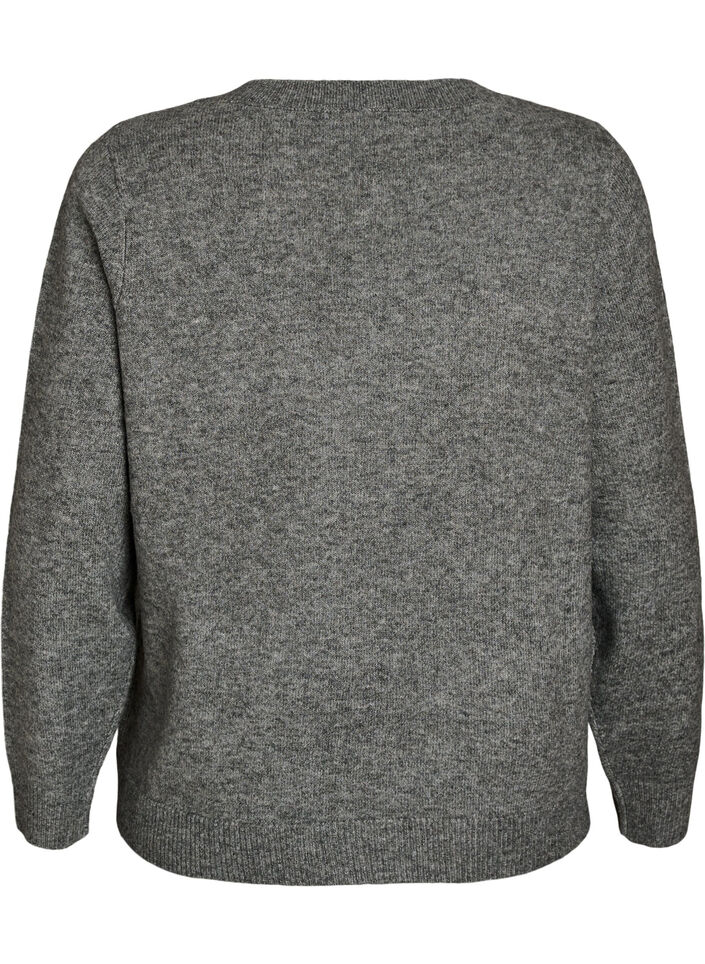 Strikkebluse med glittersl&oslash;yfe, Gr&aring;, Packshot image number 1