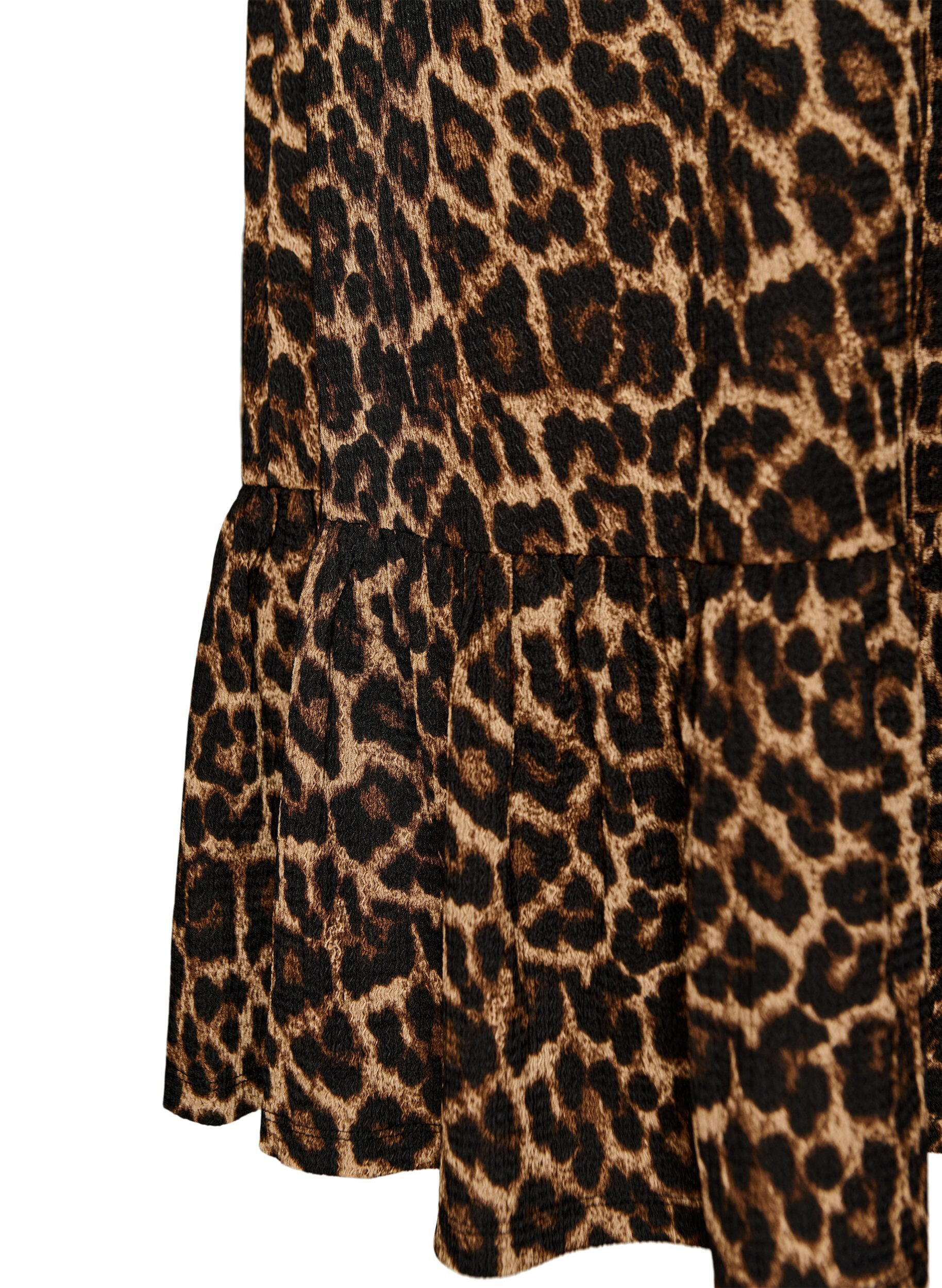 Zizzi Langt skj&oslash;rt med knytebelte og volangkant, Svart, Packshot image number 3