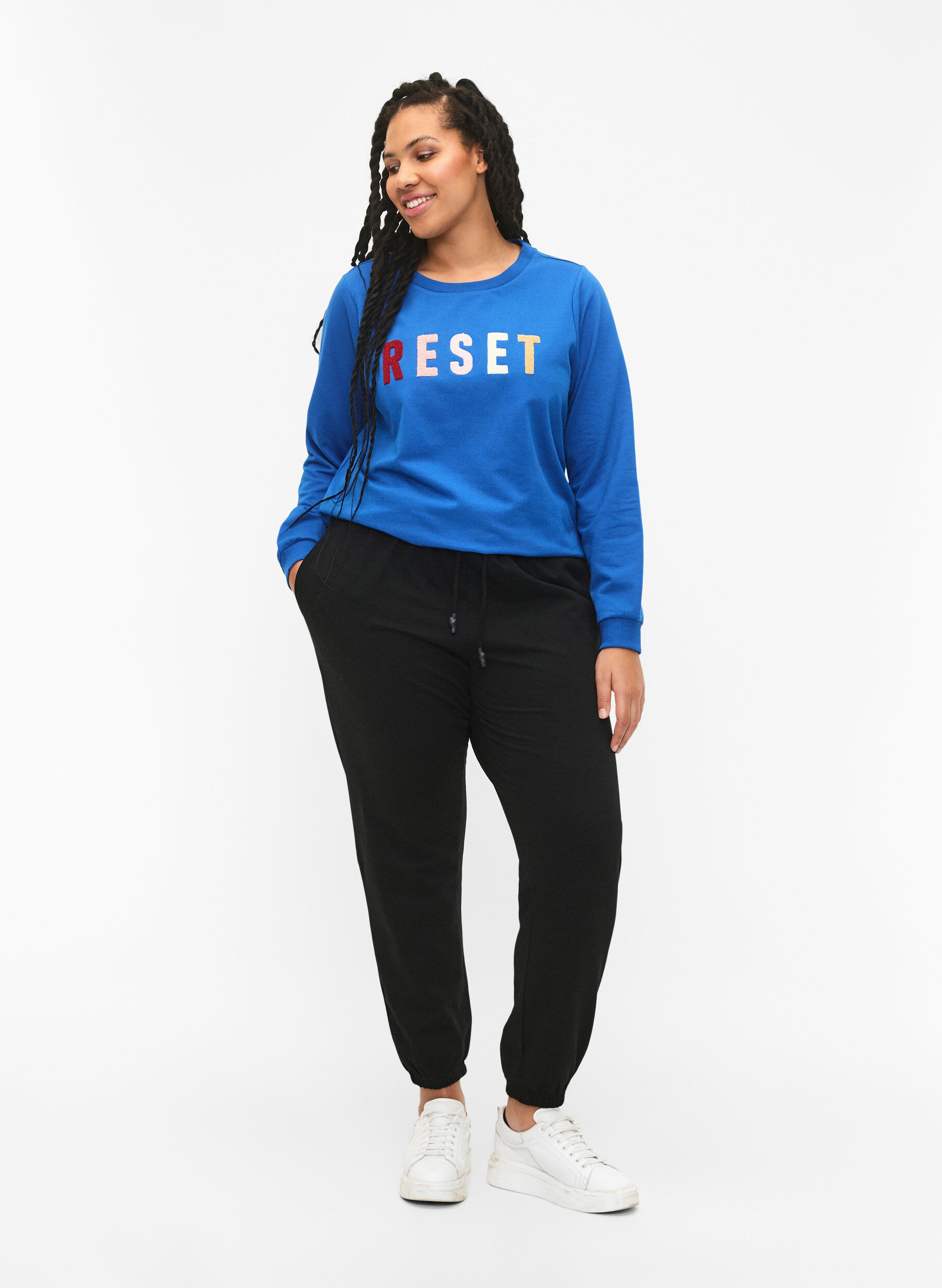 Zizzi Sweatshirt med tekst, Victoria b. W. Reset, Model image number 2