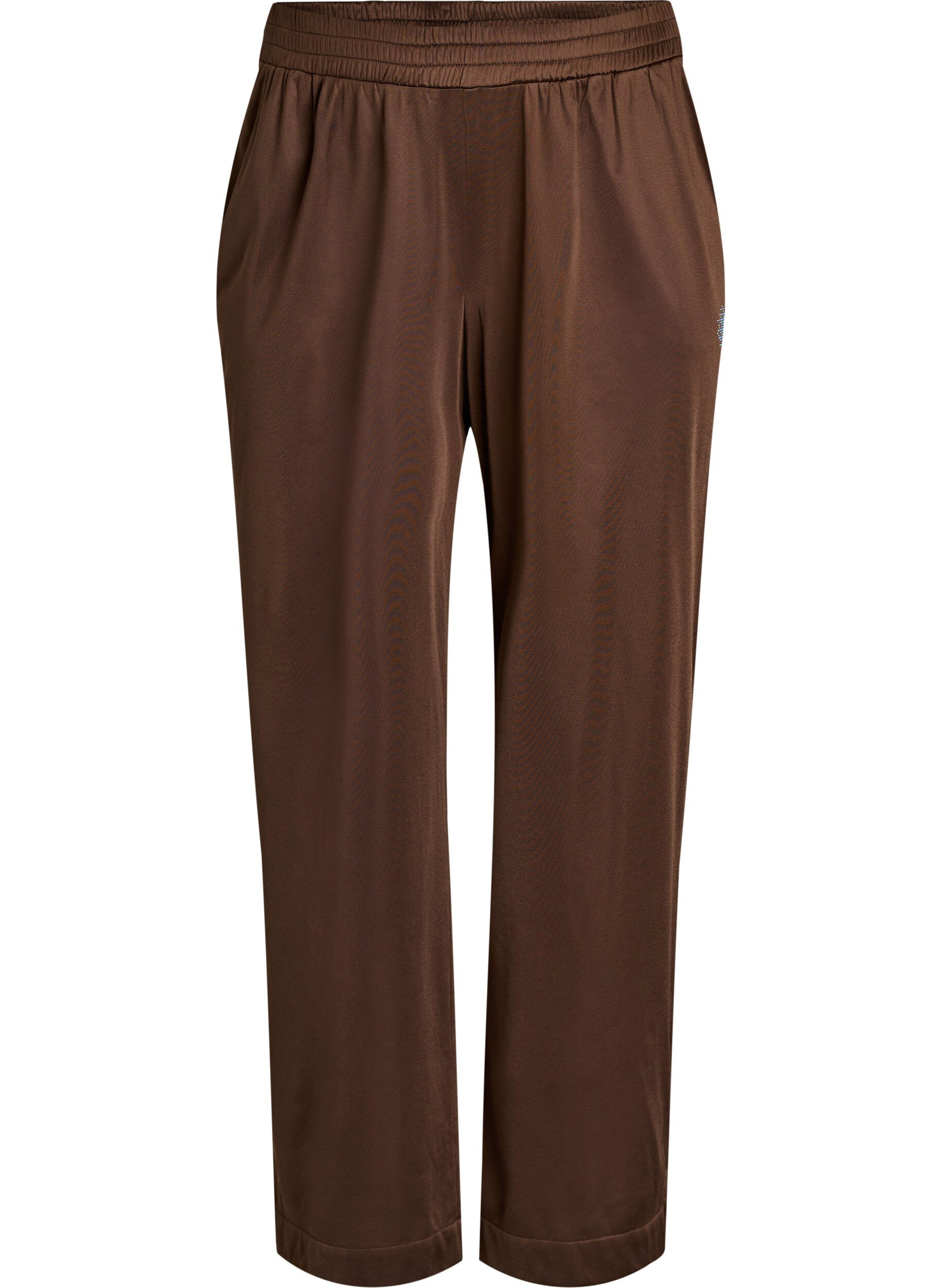 ZizziJoggebukse med sidelommer og striper, Brun, Packshot image number 0