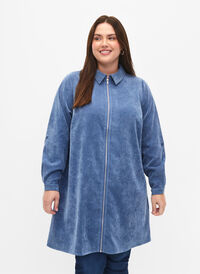 Kjole i fløyel med glidelås og 3/4-ermer, Moonlight Blue, Model