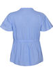 Bluse i bomull med knytesnor og elastisk midje, Bl&aring;, Packshot image number 1