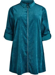 Cordkjole med glidelås og 3/4-ermer, Grønn