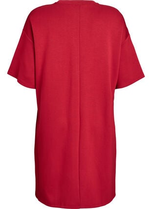 Zizzi T-skjortekjole i jersey med splitt i sidene, Rød, Packshot image number 1