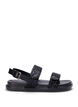 Wide fit - Glitter sandal med borrelåslukking, Svart, Packshot image number 0