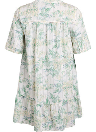 Zizzi Kort viskosekjole med blonderkant og A-formet snitt, Hvit, Packshot image number 1