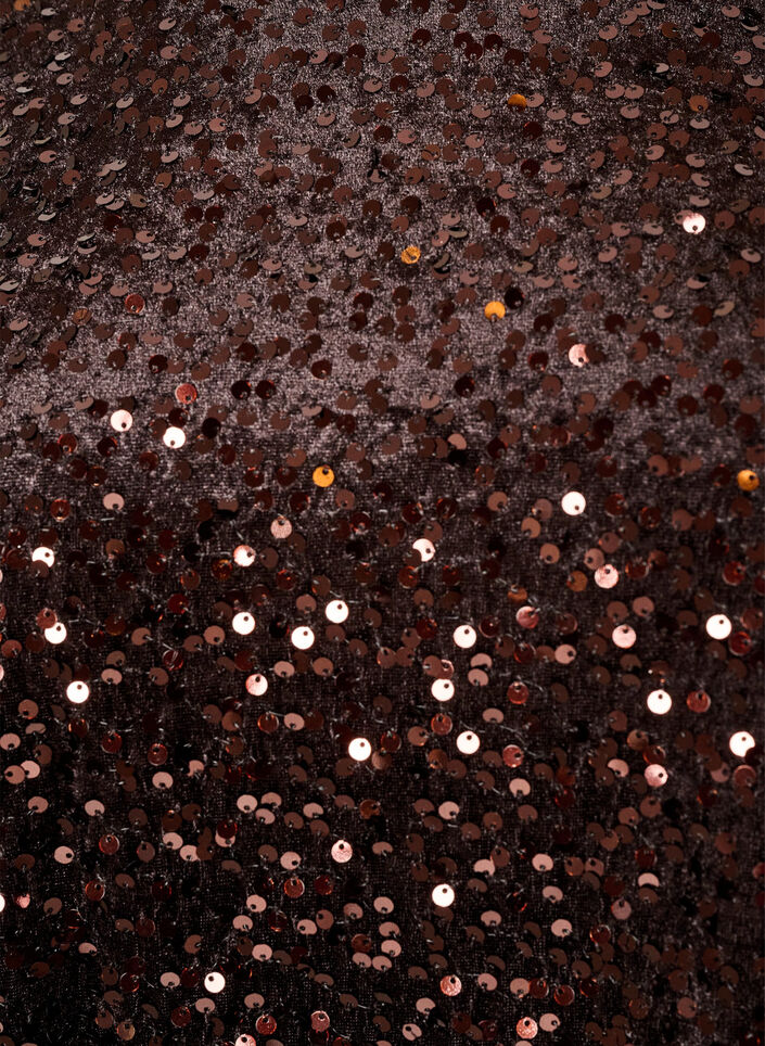 Paljettbluse med albuelange ermer, Brun, Packshot image number 2