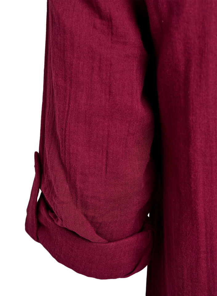 Bomulds muslin-tunika med broderie anglaise, M&oslash;rk Bordeaux, Packshot image number 3