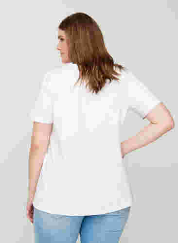Basis T-skjorte med V-hals, Bright White, Model image number 1
