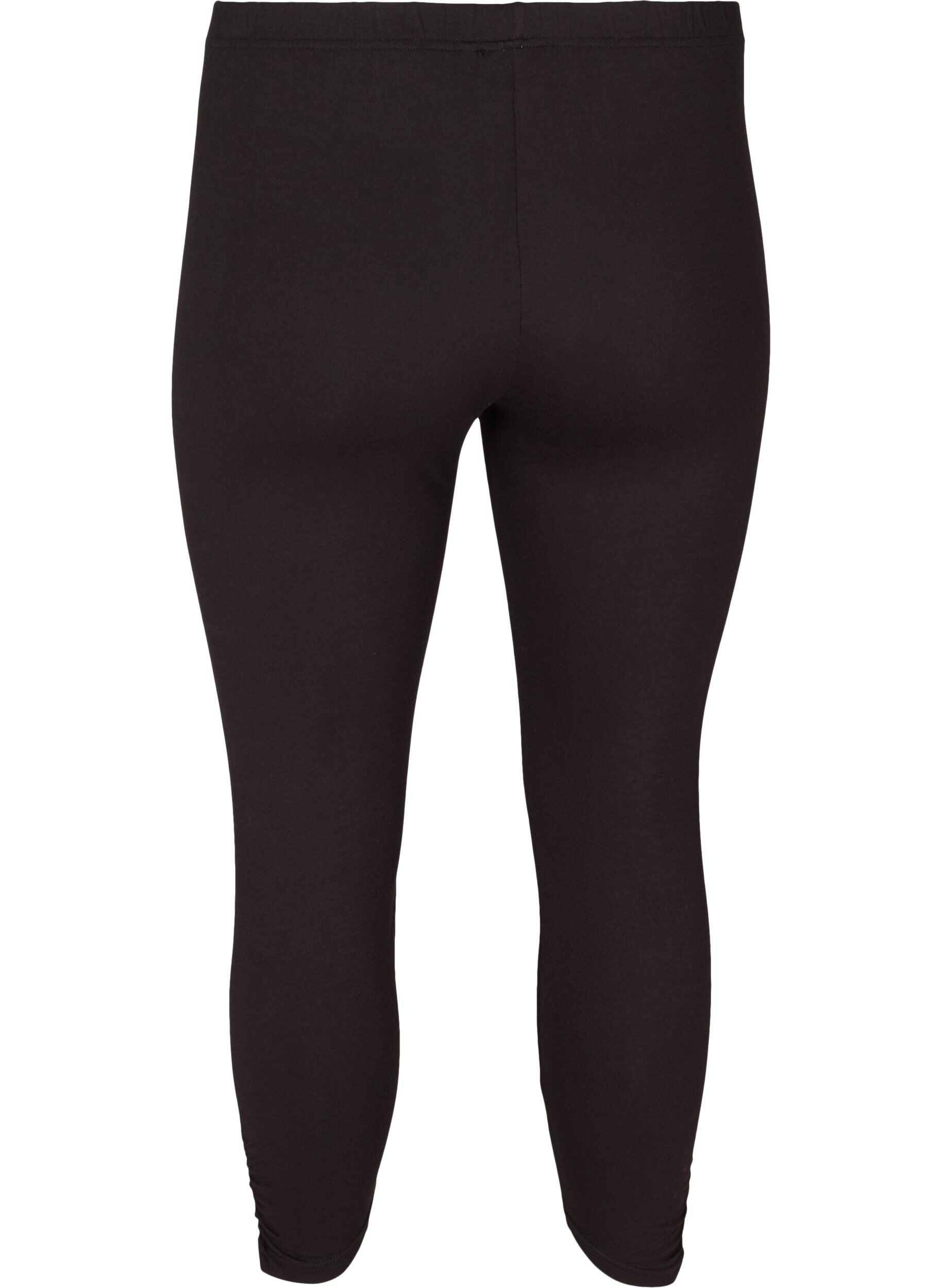 Zizzi Basis 3/4-lengde leggings med rynkedetaljer, Black, Packshot image number 1