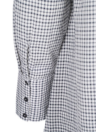 Rutete skjortetunika med knytedetalj, Black/White Check, Packshot image number 3