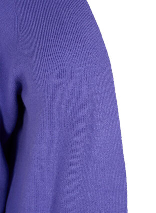 Lang strikket cardigan med ballongermer, Purple Opulence, Packshot image number 2