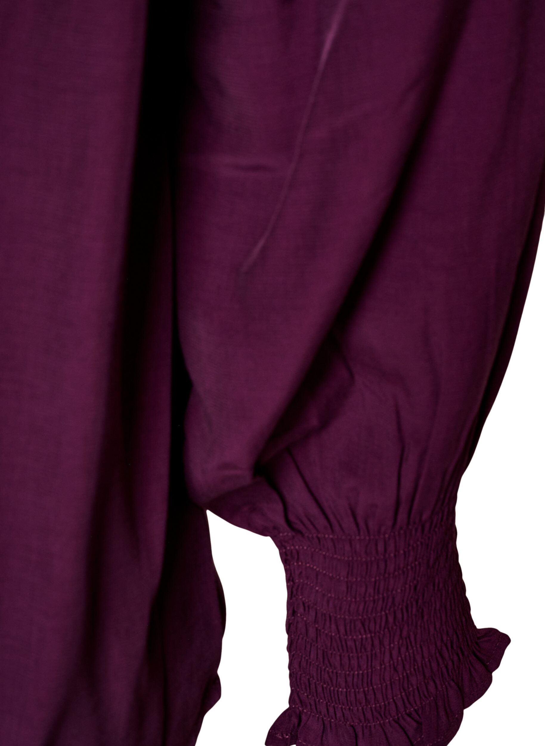 ZizziBluse med rysjekrage og rynking, Lilla, Packshot image number 3