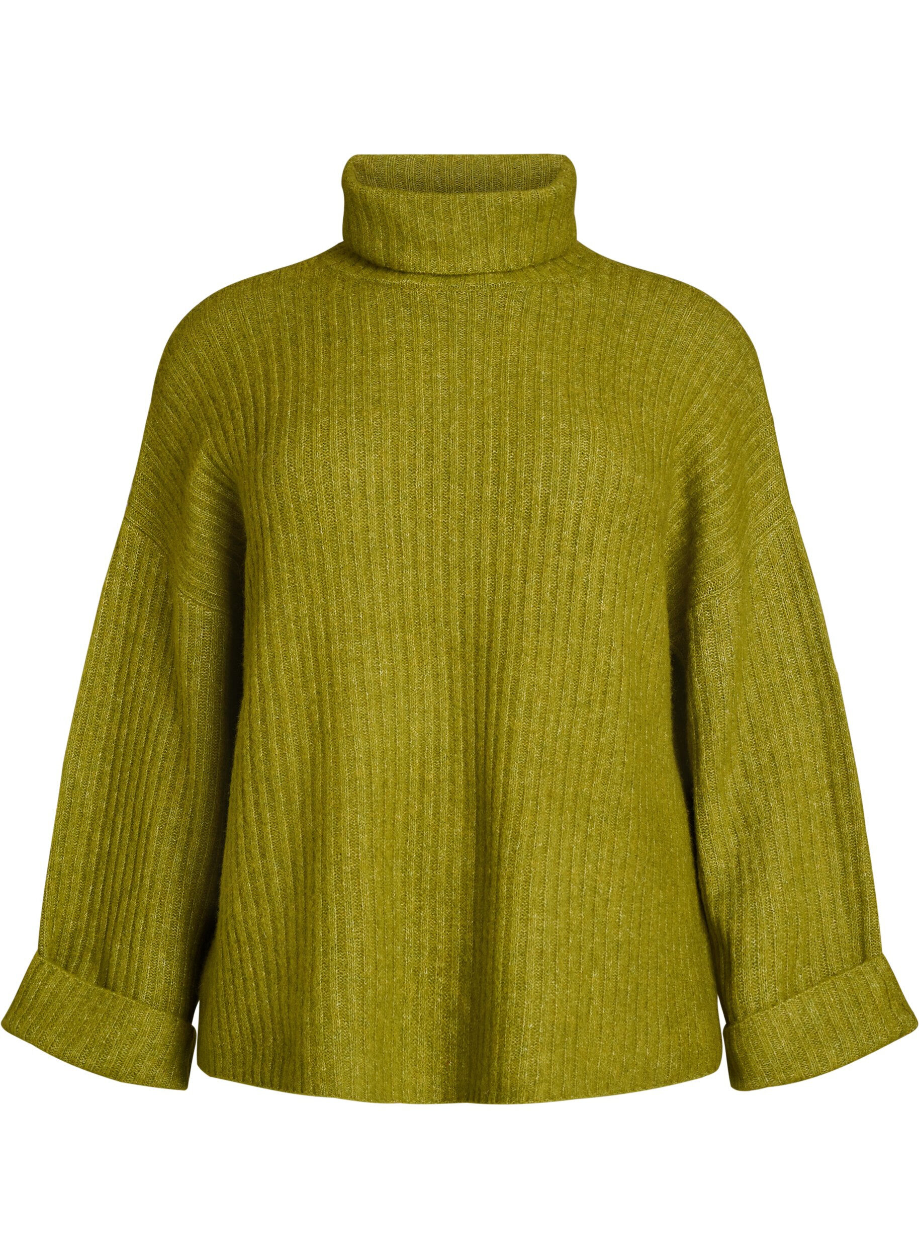 ZizziStrikket topp med h&oslash;y hals, Gr&oslash;nn, Packshot image number 0