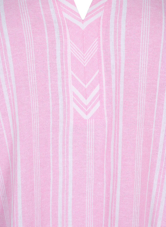 Stripete bluse i lin- og viskoseblandet kvalitet, Rosa, Packshot image number 2