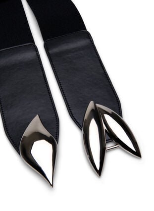 Zizzi Elastisk midjebelte med sølvfarget spenne, Black Silver Buckle, Packshot image number 2