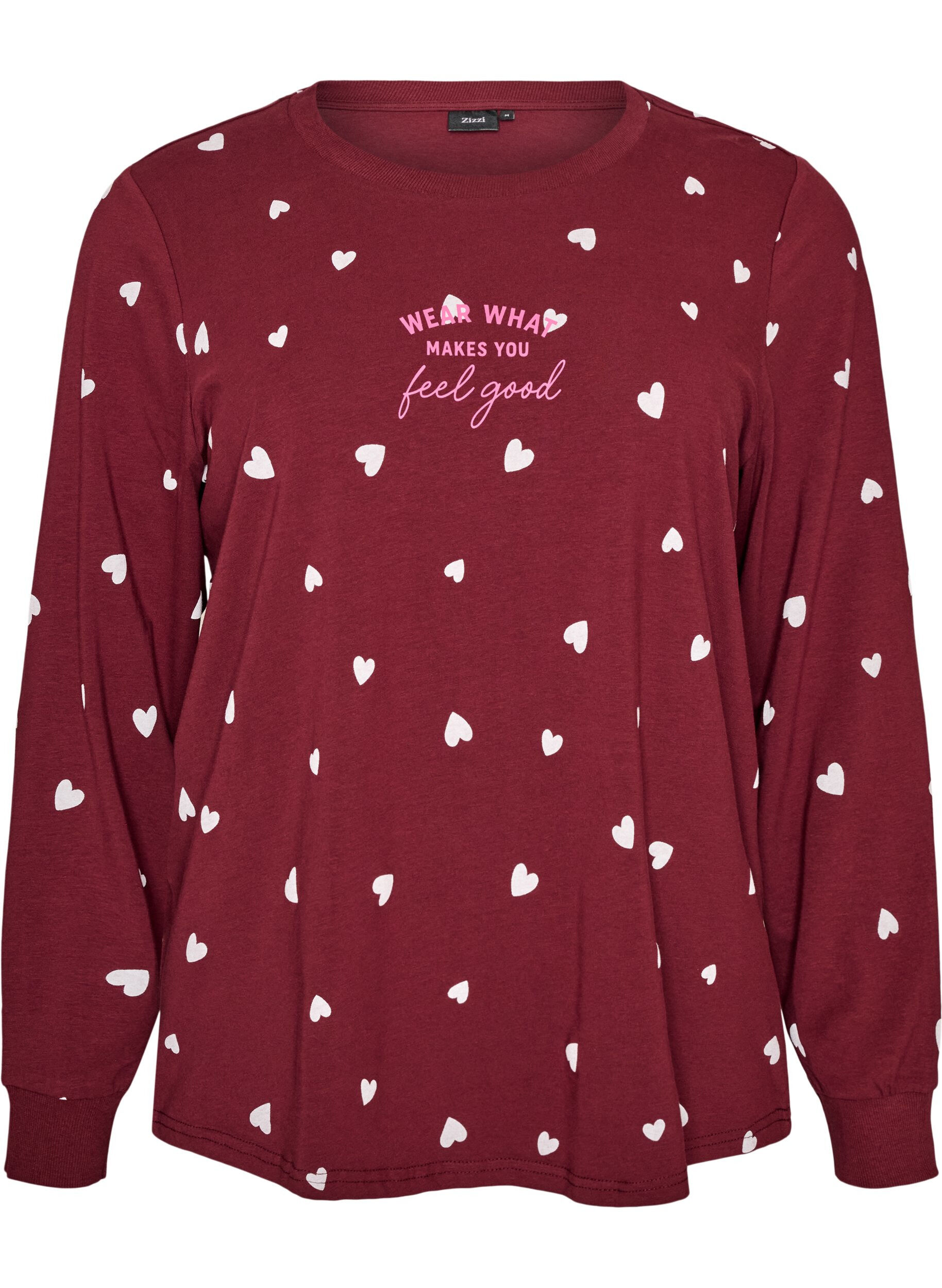 ZizziNattbluse med et trykk, R&oslash;d, Packshot image number 0
