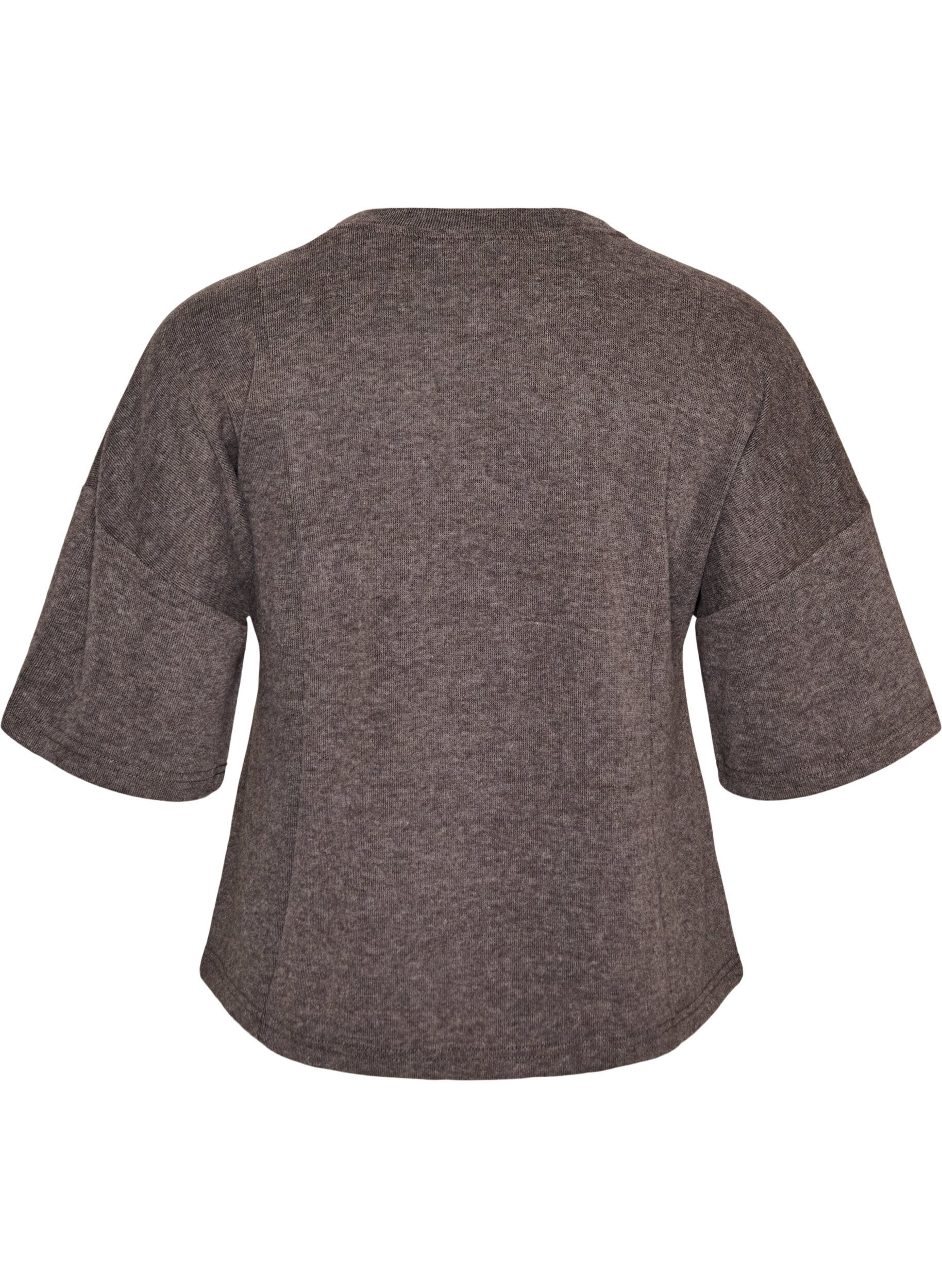 ZizziA-line jerseybluse med albuelange ermer, Gr&aring;, Packshot image number 1