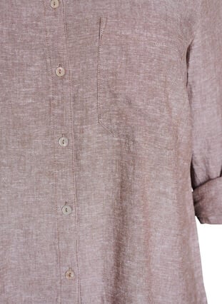 Zizzi Skjorte i lin og viskose med 3/4 ermer, Brun, Packshot image number 2