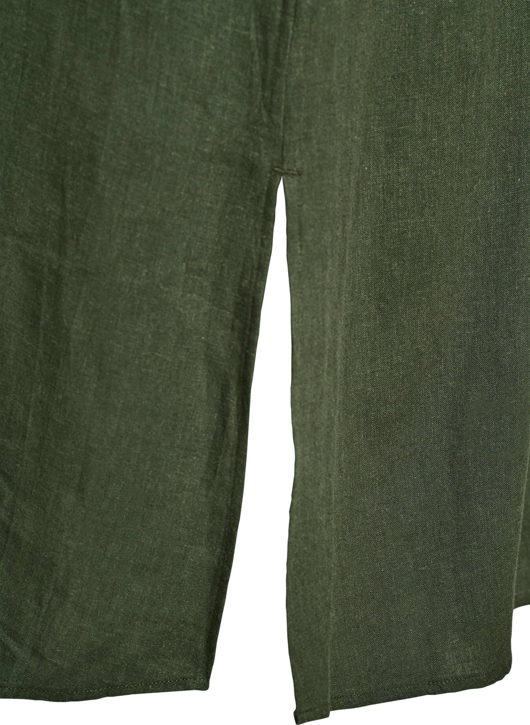 Zizzi T-skjortekjole i lin og viskose med korte ermer, Gr&oslash;nn, Packshot image number 3