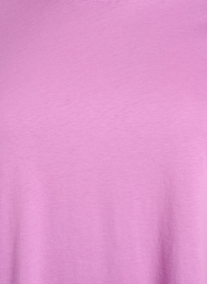 Basic T-skjorte i bomull med rund hals, Lilla, Packshot image number 2