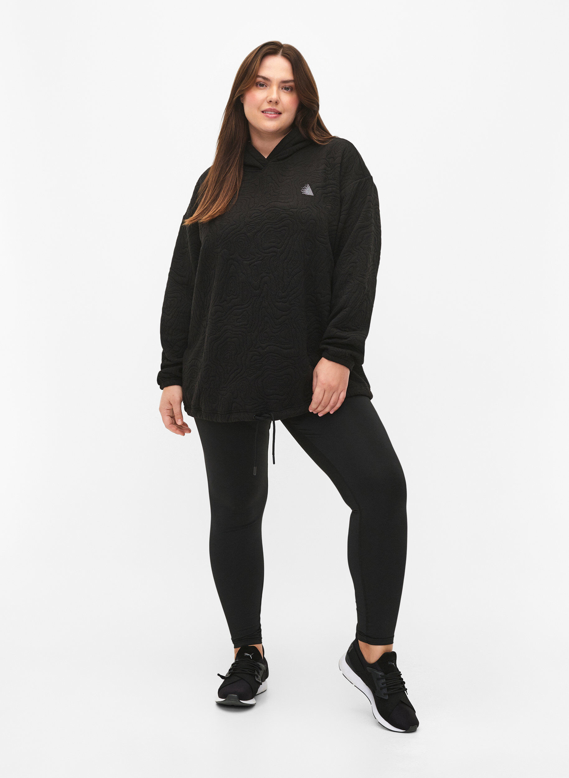 Zizzi Sporty genser med hette, Black, Model image number 3